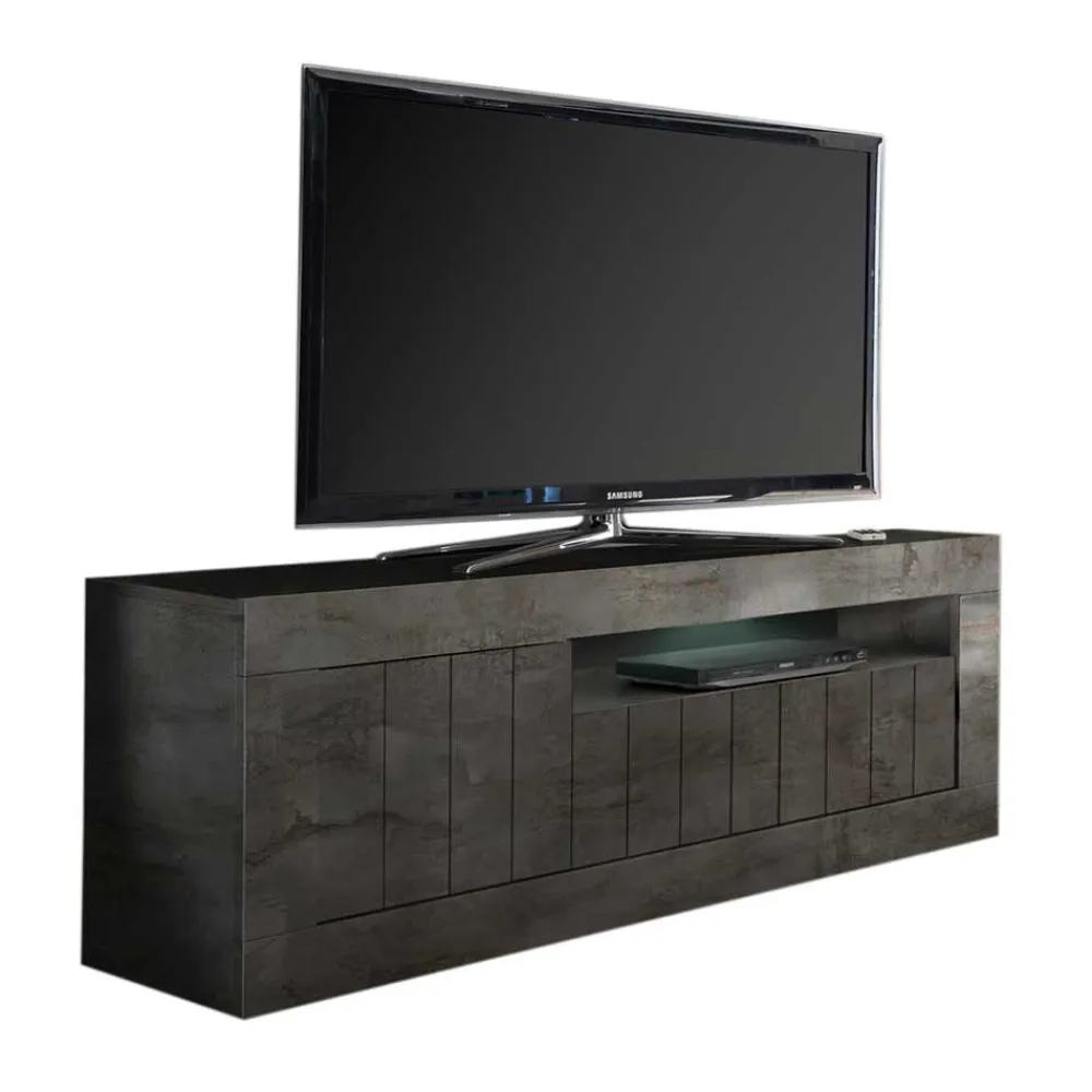 Wohnen Loft Möbel|Industrial Möbel*Modern-geradliniges TV Board in Dunkelgrau Dekor - Bella