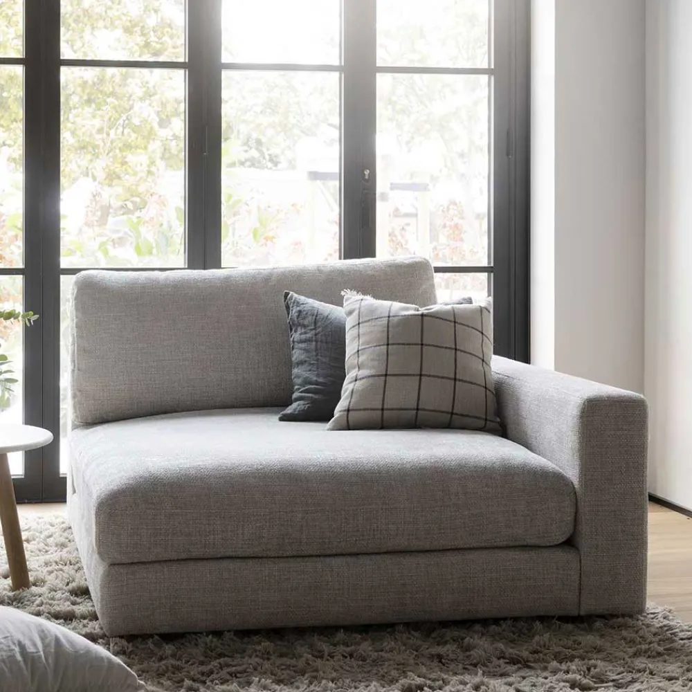 Wohnen Graue Möbel*Modulcouch Recamiere in Hellgrau - Esmen