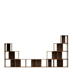 Wohnen Wohnzimmer-Regale|Wohnzimmerschränke*Modulregal in Nussbaum Furnier - Abelle (neunteilig)