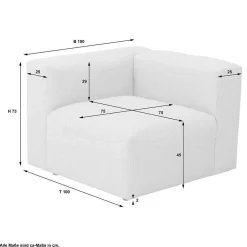 Wohnen Modulsofa Eckelement in Cremeweiß - Tembreno