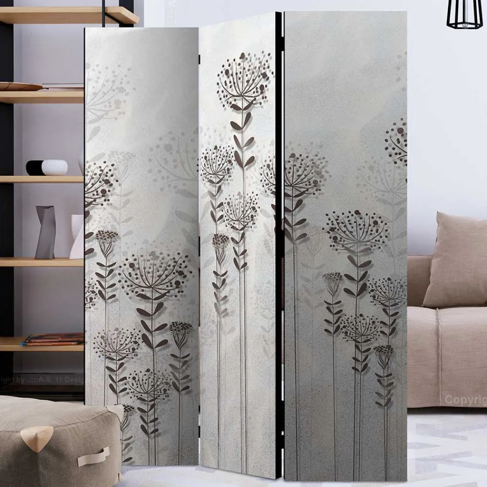Wohnen Monochrom bedruckter Paravent mit floralem Motiv - Stepana