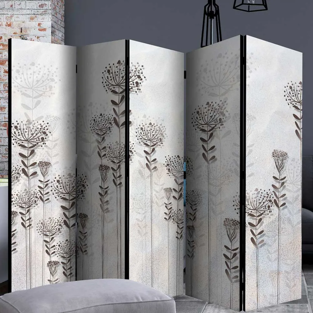 Wohnen Monochrom bedruckter Paravent mit floralem Motiv - Stepana