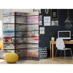 Wohnen Paravents|Wohnzimmer-Regale*Motiv Paravent Bretterwand & Farbflecken - Alekona