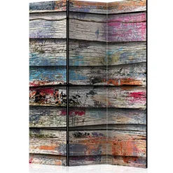 Wohnen Paravents|Wohnzimmer-Regale*Motiv Paravent Bretterwand & Farbflecken - Alekona