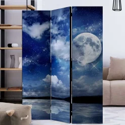 Wohnen Paravents*Motiv Paravent Nachthimmel Mond Wasser - Finanun