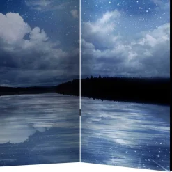 Wohnen Paravents*Motiv Paravent Nachthimmel Mond Wasser - Finanun