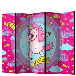 Wohnen Kinder-Paravents|Kindermöbel*Motiv Paravent Tanzendes Einhorn Dab - Loho