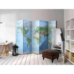 Wohnen Paravents*Motiv Sichtschutz Topographische Weltkarte - Lurymia