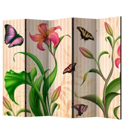 Wohnen Wohnzimmer-Regale|Paravents*Motiv Trennwand Blume & Schmetterlinge - Rovigo