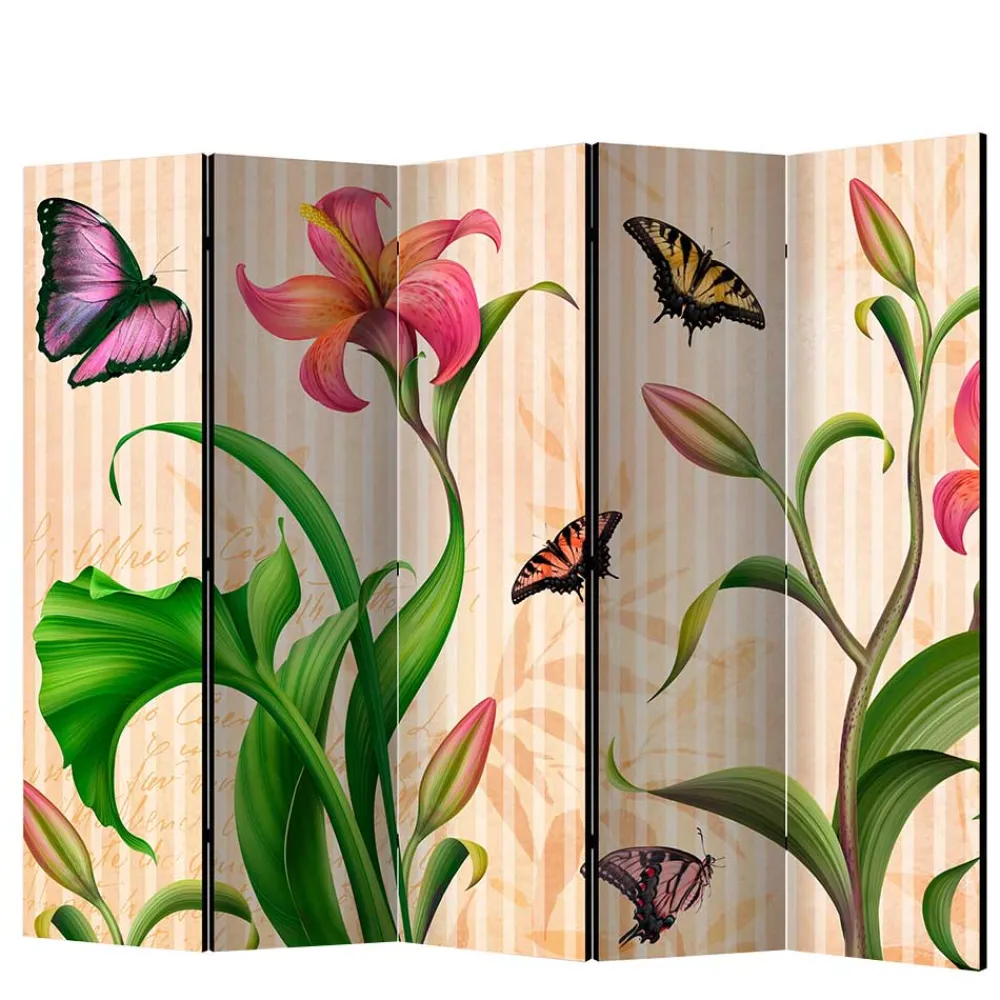 Wohnen Wohnzimmer-Regale|Paravents*Motiv Trennwand Blume & Schmetterlinge - Rovigo