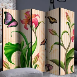 Wohnen Wohnzimmer-Regale|Paravents*Motiv Trennwand Blume & Schmetterlinge - Rovigo