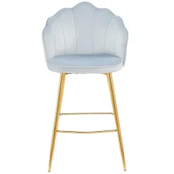 Wohnen Barhocker|Hocker*Muschel Barstühle in Hellgrau & Gold - Locceri (2er Set)