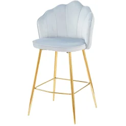 Wohnen Barhocker|Hocker*Muschel Barstühle in Hellgrau & Gold - Locceri (2er Set)