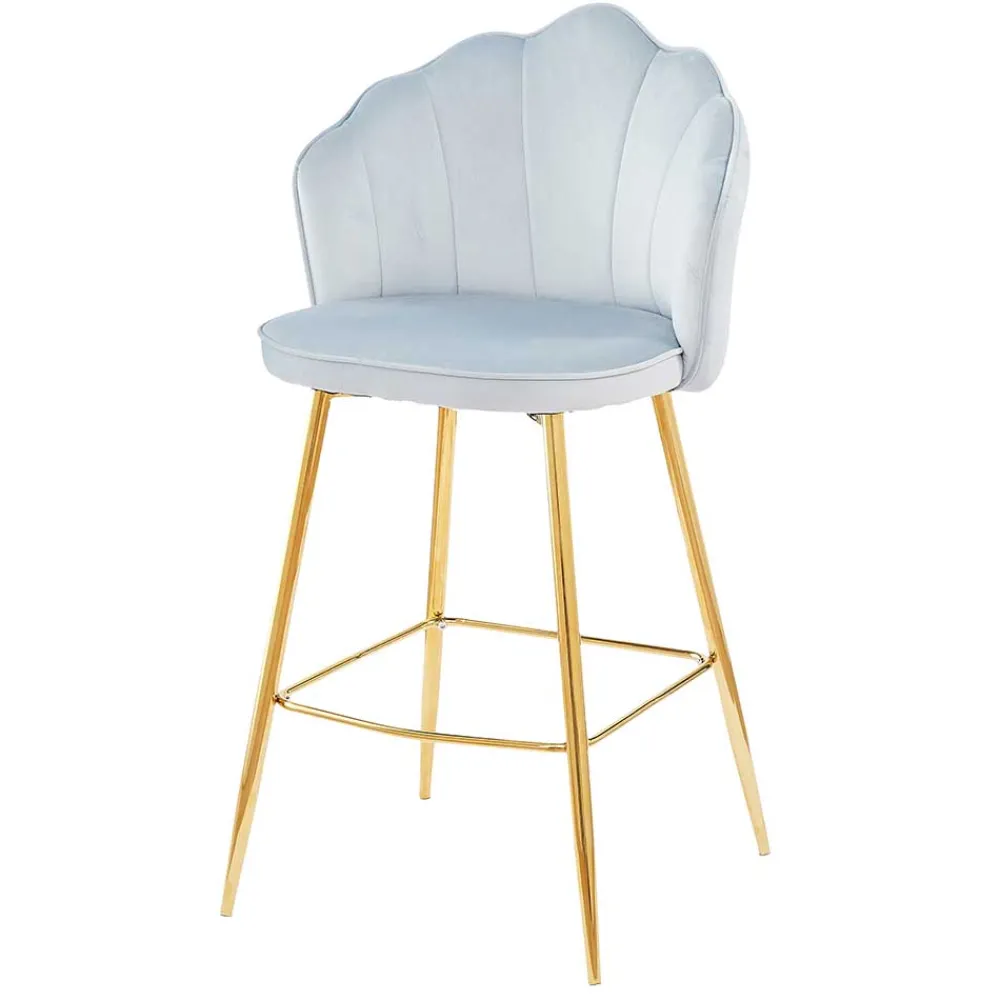 Wohnen Barhocker|Hocker*Muschel Barstühle in Hellgrau & Gold - Locceri (2er Set)