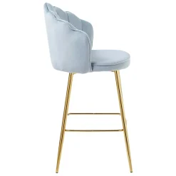 Wohnen Barhocker|Hocker*Muschel Barstühle in Hellgrau & Gold - Locceri (2er Set)