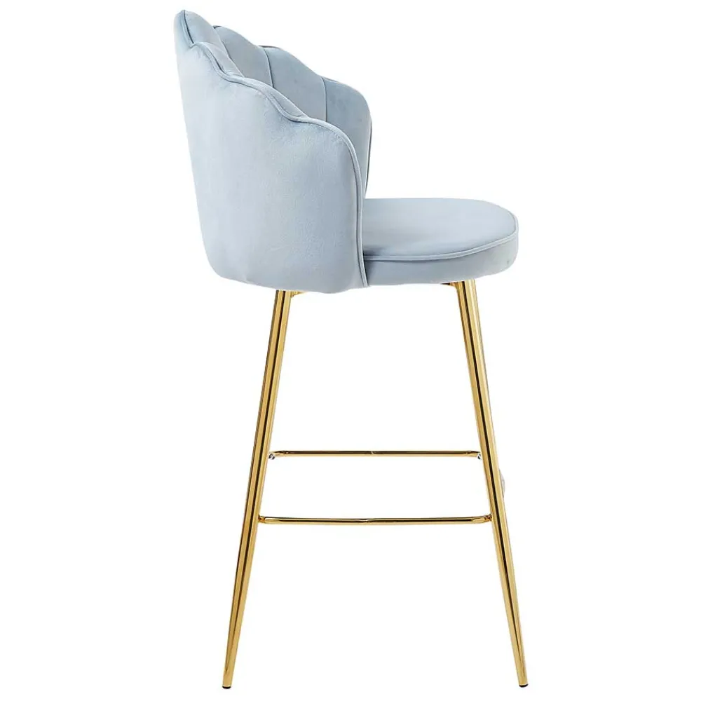 Wohnen Barhocker|Hocker*Muschel Barstühle in Hellgrau & Gold - Locceri (2er Set)