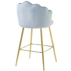 Wohnen Barhocker|Hocker*Muschel Barstühle in Hellgrau & Gold - Locceri (2er Set)