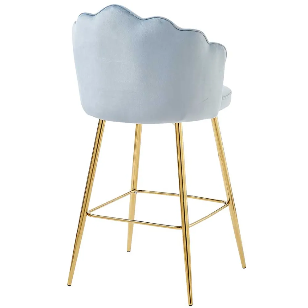 Wohnen Barhocker|Hocker*Muschel Barstühle in Hellgrau & Gold - Locceri (2er Set)