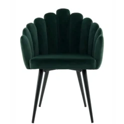 Wohnen Küchenstühle|Esszimmerstühle*Muschel-Designstuhl in Dunkelgrün Samt - Kenia