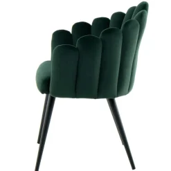 Wohnen Küchenstühle|Esszimmerstühle*Muschel-Designstuhl in Dunkelgrün Samt - Kenia