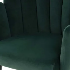 Wohnen Küchenstühle|Esszimmerstühle*Muschel-Designstuhl in Dunkelgrün Samt - Kenia