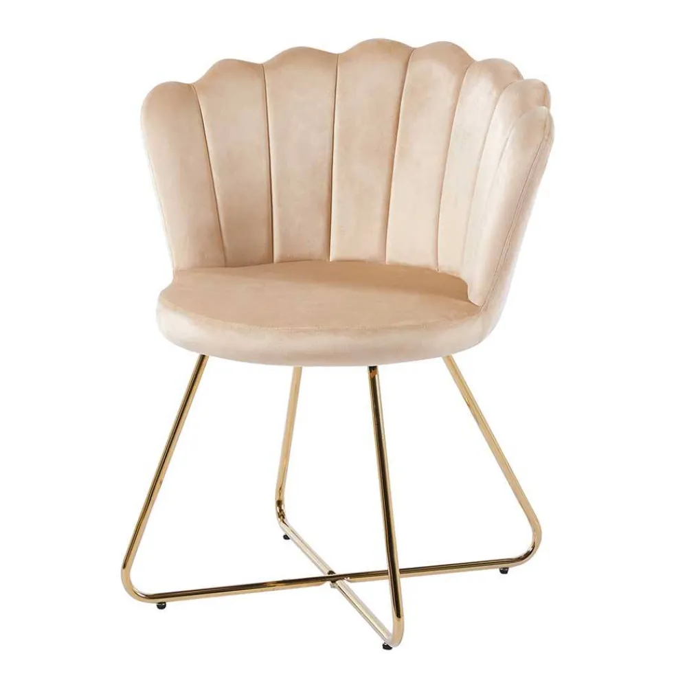 Wohnen Muschelstühle in Beige und Gold - Cagahan (2er Set)