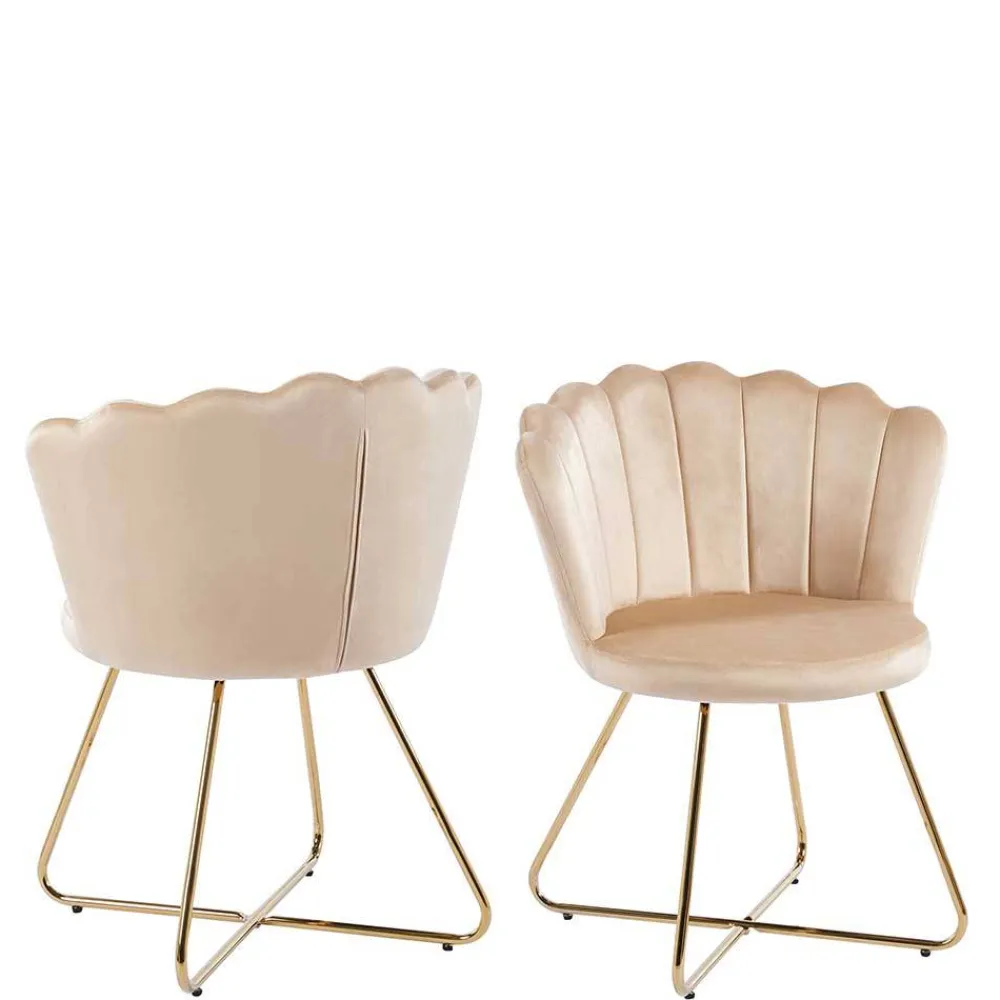 Wohnen Muschelstühle in Beige und Gold - Cagahan (2er Set)