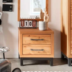 Wohnen Nachtkommode aus Kernbuche & Eisen - Dimphi