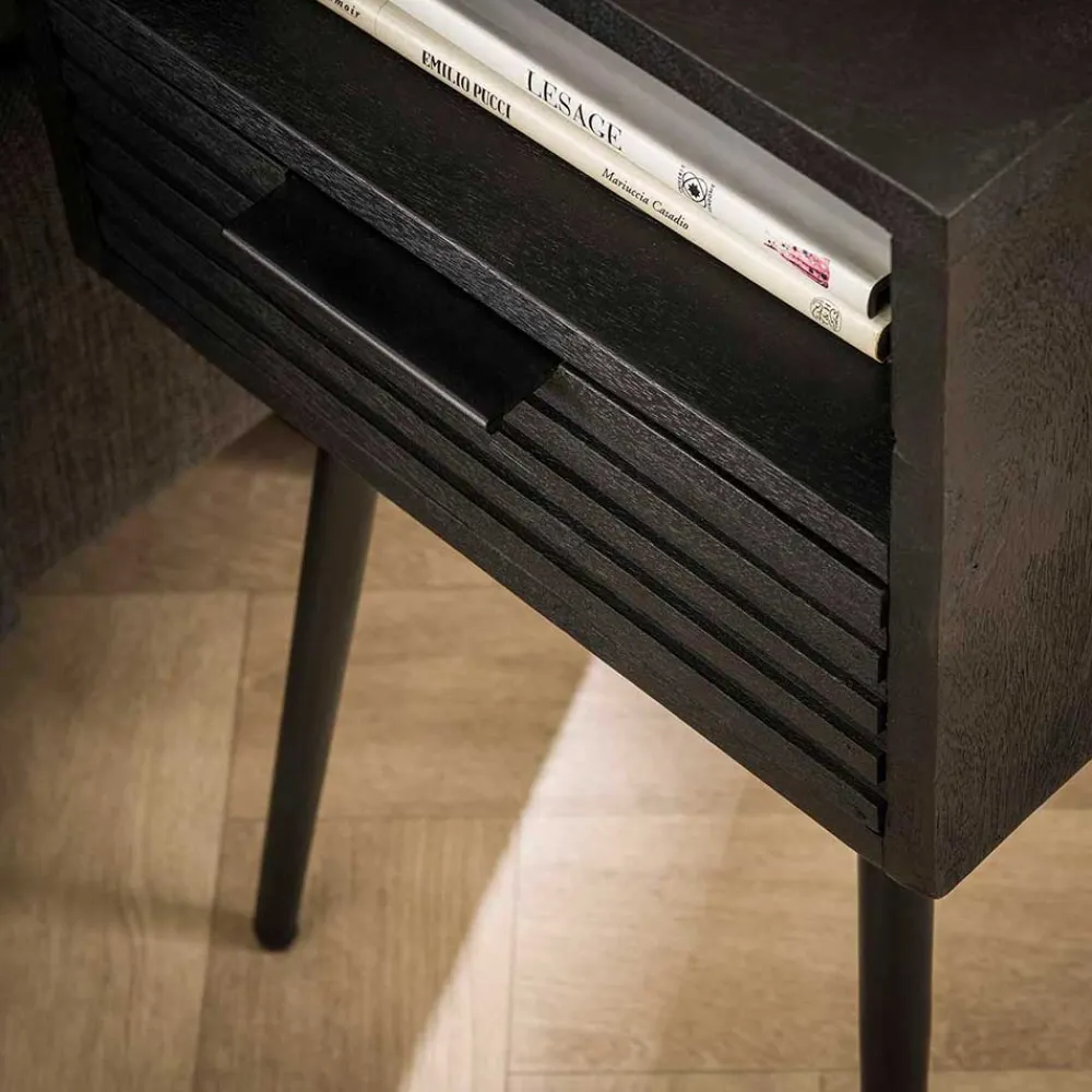 Wohnen Nachttische*Nachtkommode Beistelltisch in Schwarz - Jadamos