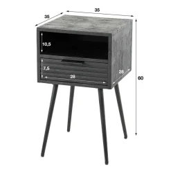 Wohnen Nachttische*Nachtkommode Beistelltisch in Schwarz - Jadamos