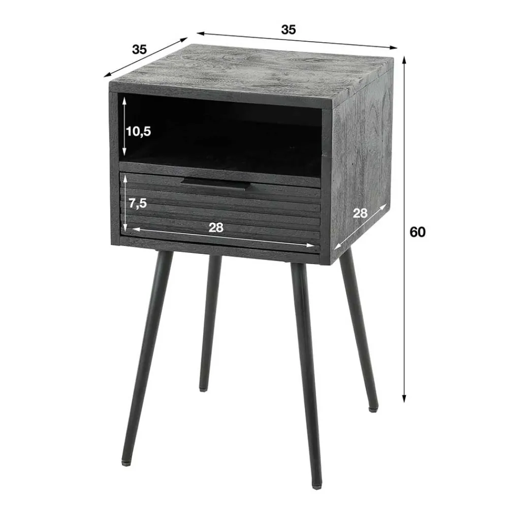 Wohnen Nachttische*Nachtkommode Beistelltisch in Schwarz - Jadamos