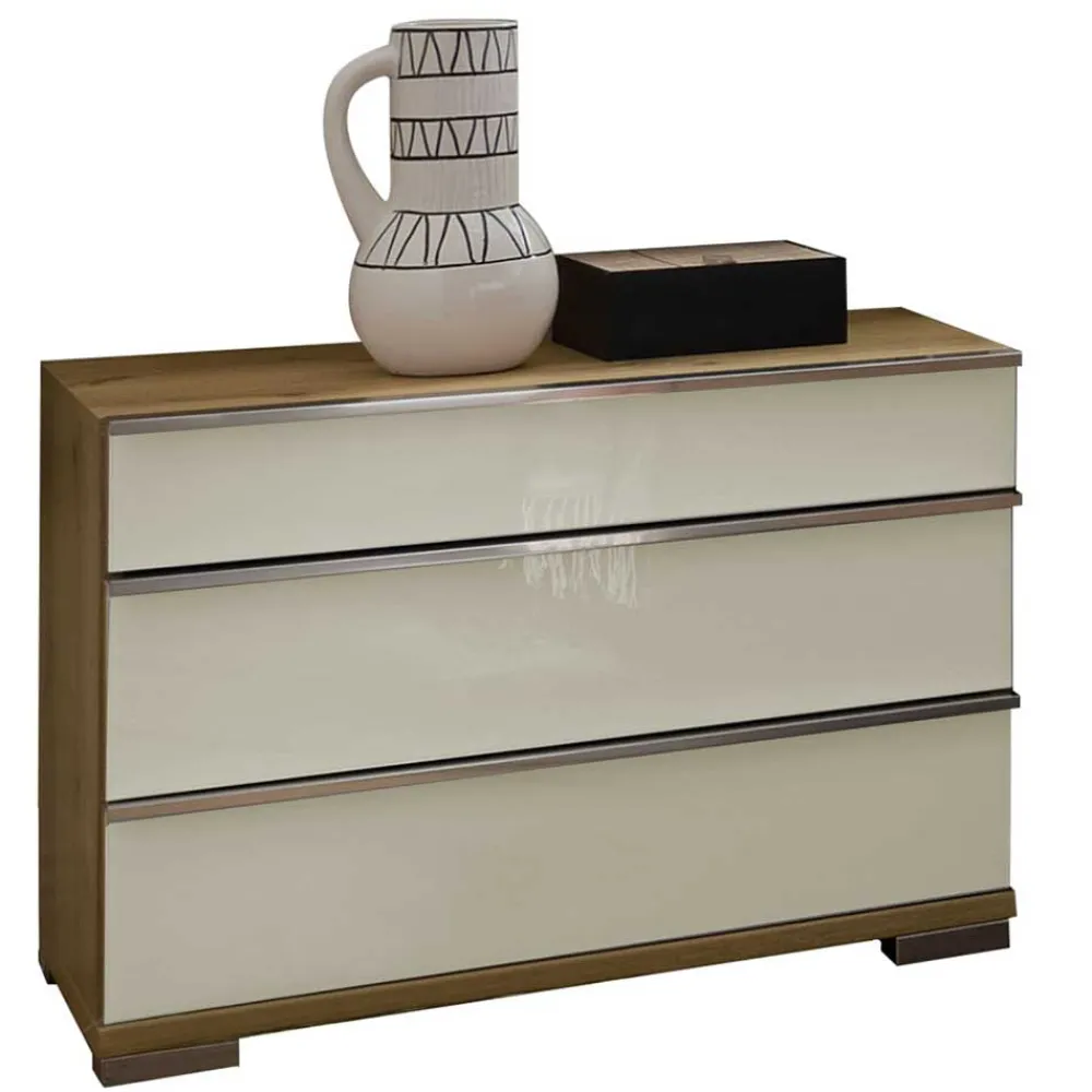 Wohnen Kommoden|Nachttische*Nachtkommode in Beige Glas - Lesegano
