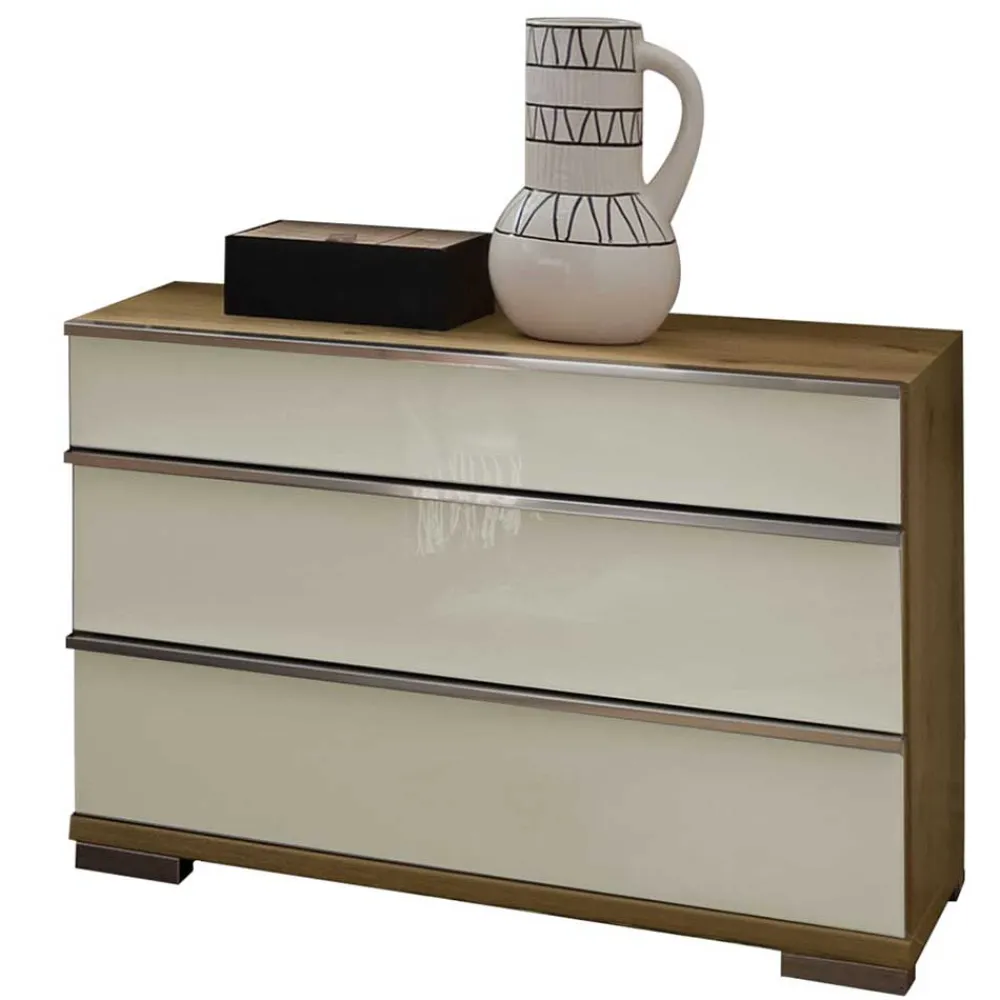 Wohnen Kommoden|Nachttische*Nachtkommode in Beige Glas - Lesegano