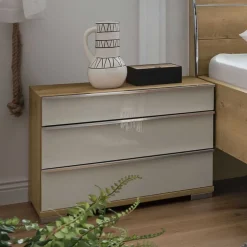 Wohnen Kommoden|Nachttische*Nachtkommode in Beige Glas - Lesegano