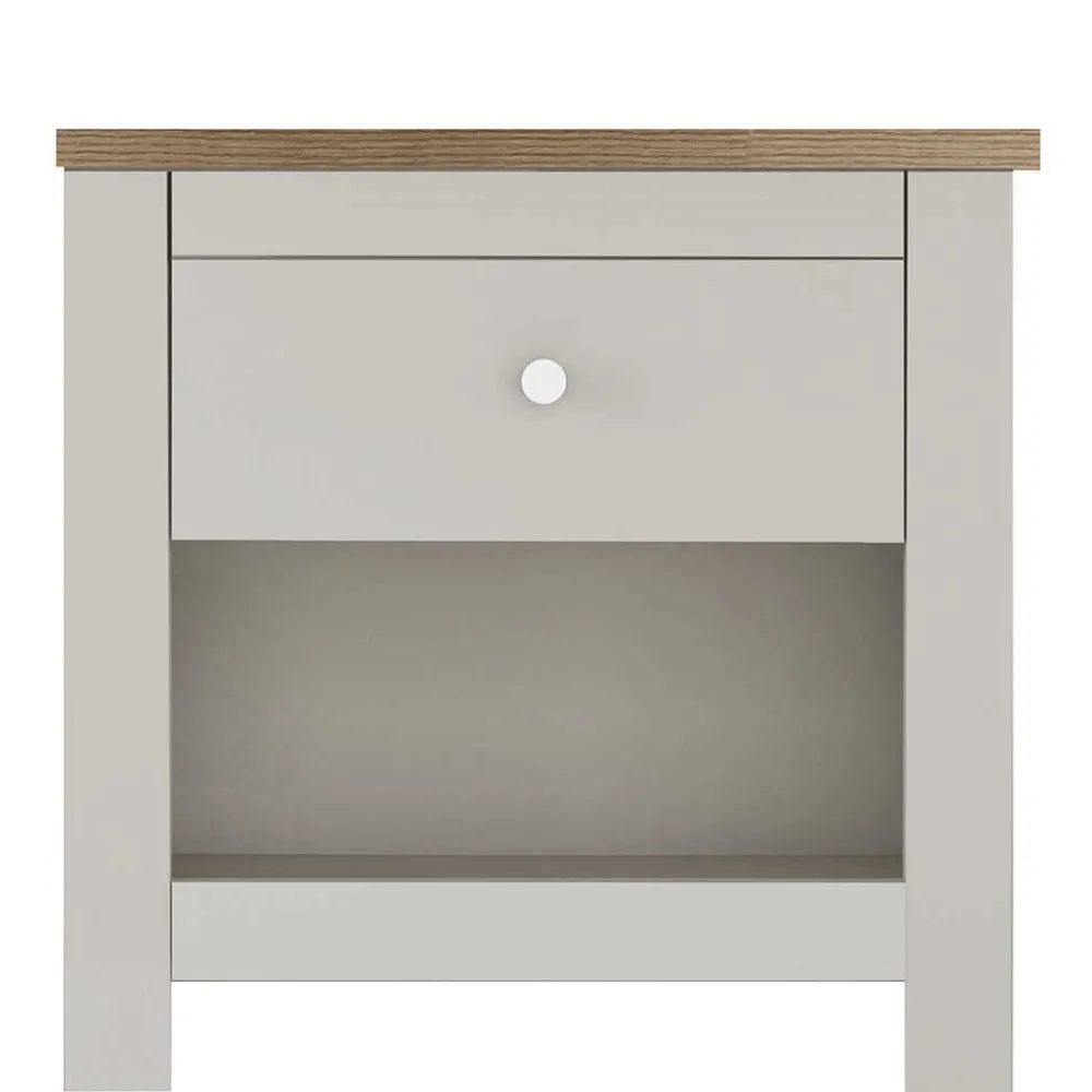 Wohnen Skandinavische Möbel|Weiße Möbel*Nachtkommode in Cremeweiß mit Eiche - Langoona