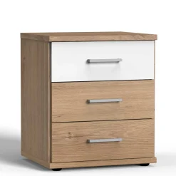 Wohnen Nachttische*Nachtkommode in Eiche Dekor & Weiß - Curacao