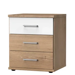 Wohnen Nachttische*Nachtkommode in Eiche Dekor & Weiß - Curacao