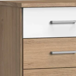 Wohnen Nachttische*Nachtkommode in Eiche Dekor & Weiß - Curacao