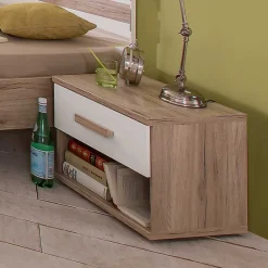 Wohnen Nachtkommode in Eiche San Remo & Weiß - Folio