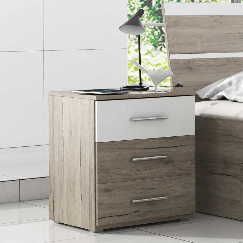 Wohnen Weiße Möbel|Nachttische*Nachtkommode in Eiche San Remo - Anglivia