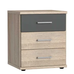 Wohnen Nachtkommode in Eiche Sägerau & Grau - Danah