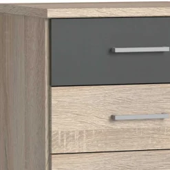 Wohnen Nachtkommode in Eiche Sägerau & Grau - Danah