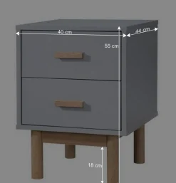Wohnen Nachtkommode in Grau mit Eiche - Caldaro