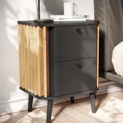 Wohnen Nachtkommode in Grau und Wildeiche - Penzanca