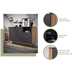 Wohnen Nachtkommode in Grau und Wildeiche - Penzanca