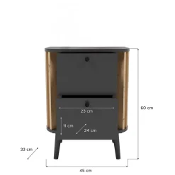 Wohnen Nachtkommode in Grau und Wildeiche - Penzanca