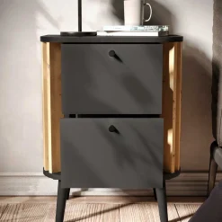 Wohnen Nachtkommode in Grau und Wildeiche - Penzanca