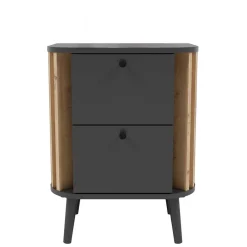 Wohnen Nachtkommode in Grau und Wildeiche - Penzanca