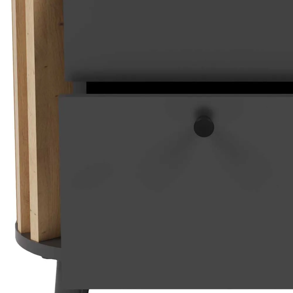 Wohnen Nachtkommode in Grau und Wildeiche - Penzanca