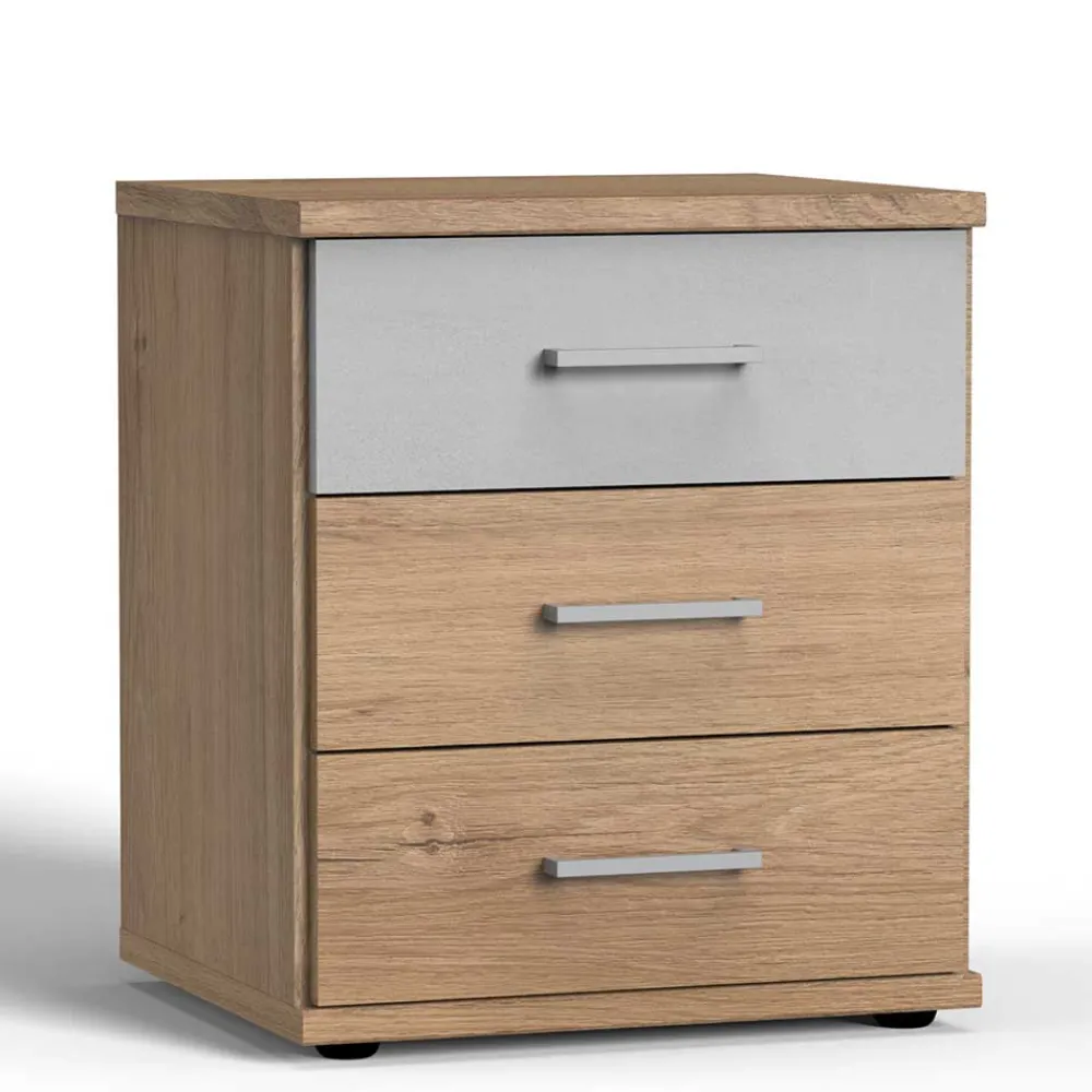 Wohnen Kommoden|Nachttische*Nachtkommode in heller Beton Optik & Eiche - Anca